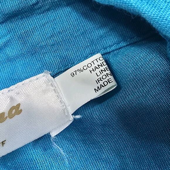 Dilemma Dhun Shroff Turquoise Art-To-Wear Textured Cotton Blend Shirt Lagenlook - Picture 11 of 13